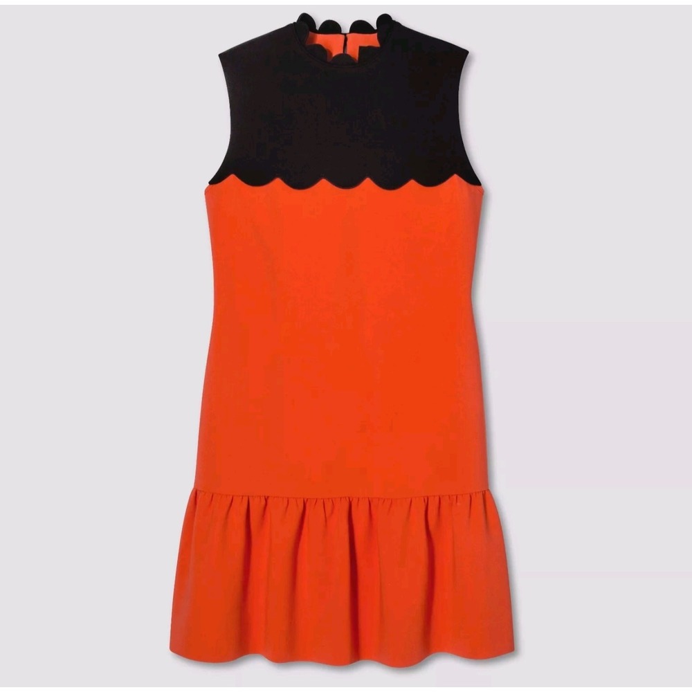 Victoria Beckham for Target Orange Drop Waist Mini Dress S 70s Y2K Festival